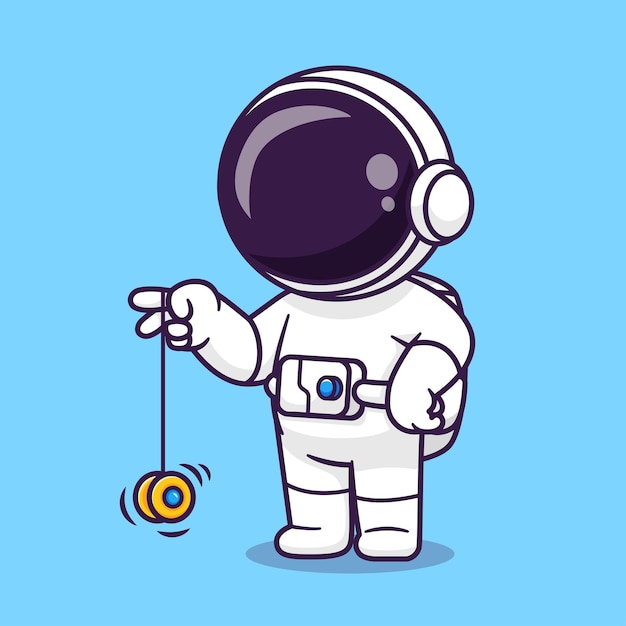 Free Vector cute astronaut playing yoyo cartoon vector icon illustration science sport icon concept isolated