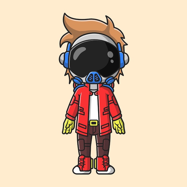 Free Vector cute astronaut punk cartoon vector icon illustration. technology fashion icon concept isolated premium vector. flat cartoon style