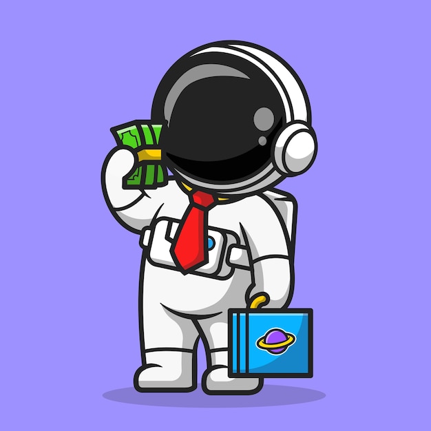 Free Vector cute astronaut rich with money cartoon vector icon illustration. science business icon concept isolated premium vector. flat cartoon style