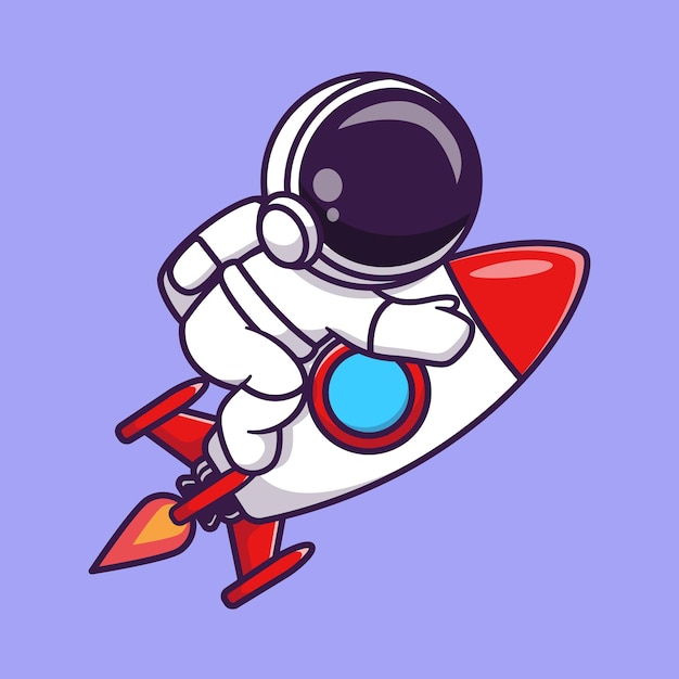 Free Vector cute astronaut riding rocket cartoon vector icon illustration. science technology icon isolated