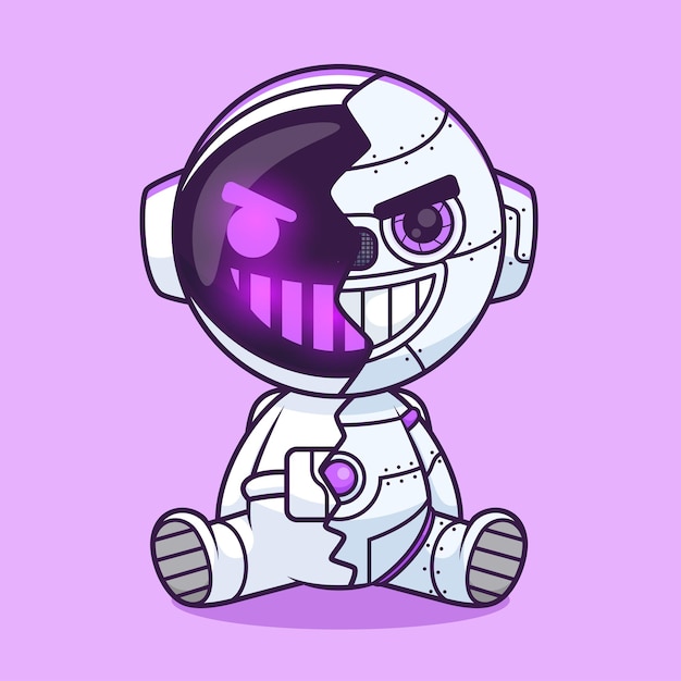 Free Vector cute astronaut robot cyborg cartoon vector icon illustration science technology isolated flat vector