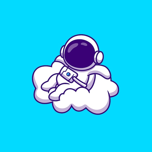 Free vector cute astronaut sitting on cloud cartoon vector  illustration. science technology  concept isolated premium vector. flat cartoon style