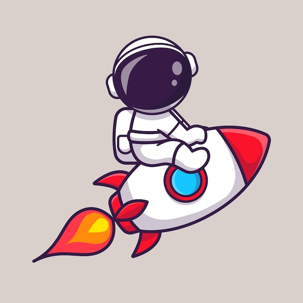 Free Vector cute astronaut sitting on rocket cartoon vector icon illustration. science technology icon isolated