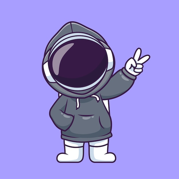 Free Vector cute astronaut wearing hoodie jacket cartoon vector icon illustration science technology isolated