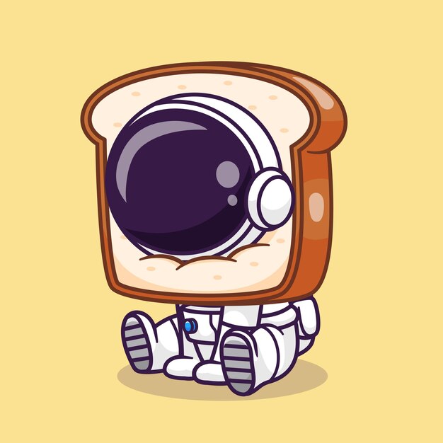 Cute Astronaut With Bread Cartoon Vector Icon Illustration Science Food Icon Concept Isolated