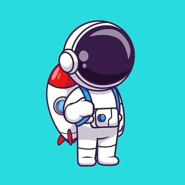 Free vector cute astronaut with rocket bag cartoon vector icon illustration technology education icon isolated