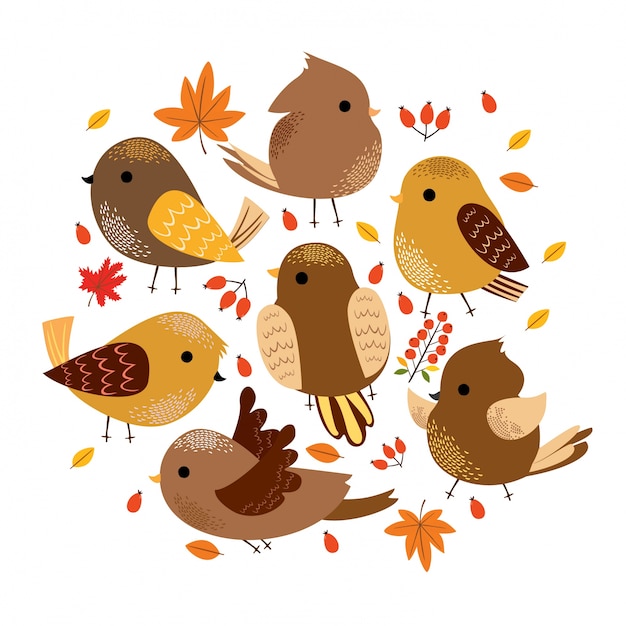 cute autumn birds