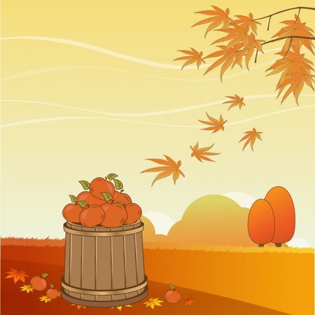 Free Vector cute autumn scene