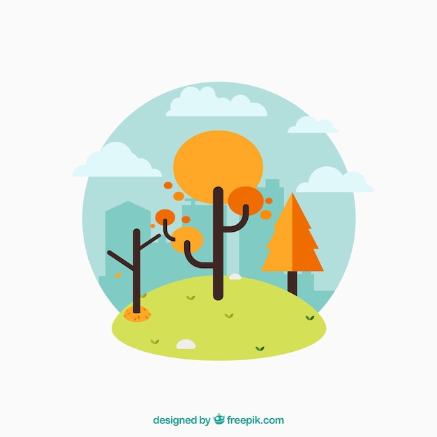 Free vector cute autumnal forest