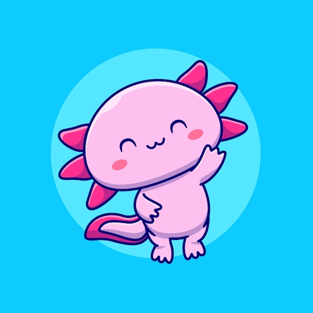 Cute Axolotl Cartoon   Illustration. Animal Love  Concept Isolated . Flat Cartoon 