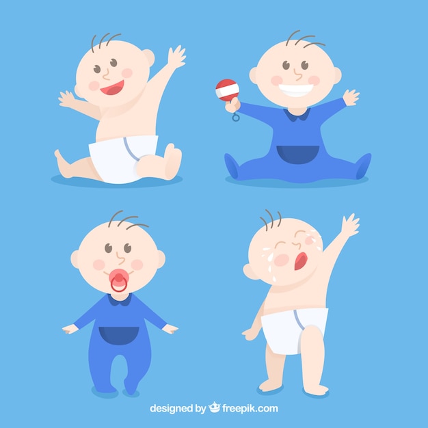 Free Vector cute babies collection in hand drawn style