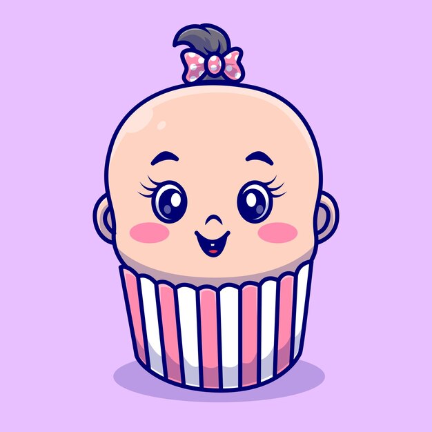 Cute Baby Cake Girl Cartoon Vector Icon Illustration People Object Icon Concept Isolated Premium