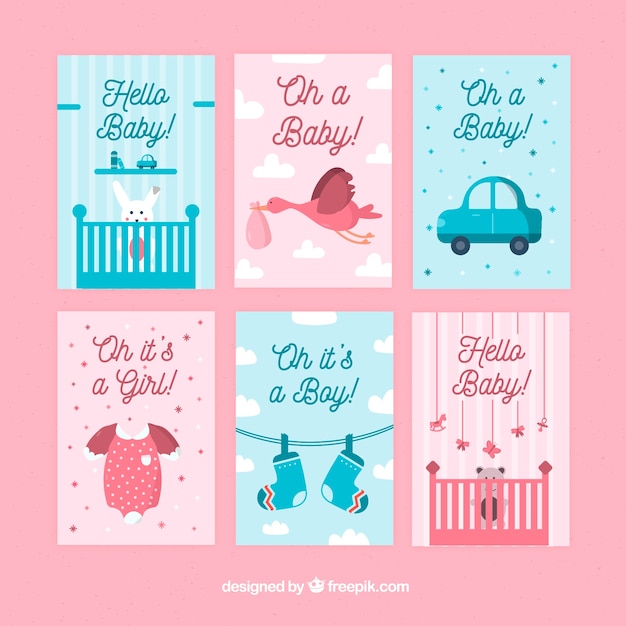 Free Vector cute baby cards collection