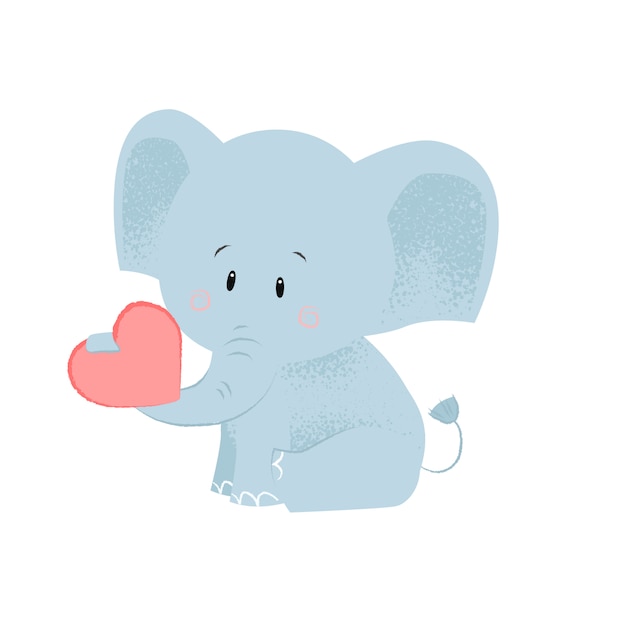 Free Vector cute baby elephant with red heart in trunk