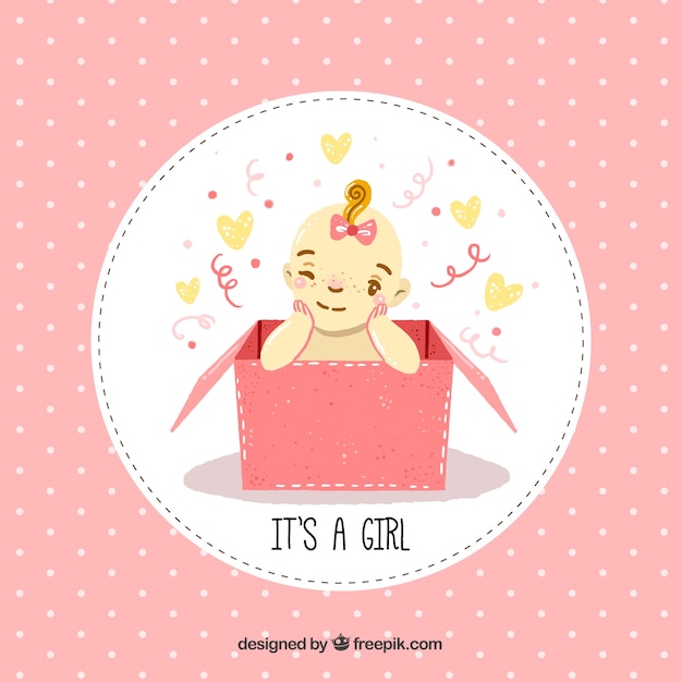 Free Vector cute baby girl background in hand drawn style