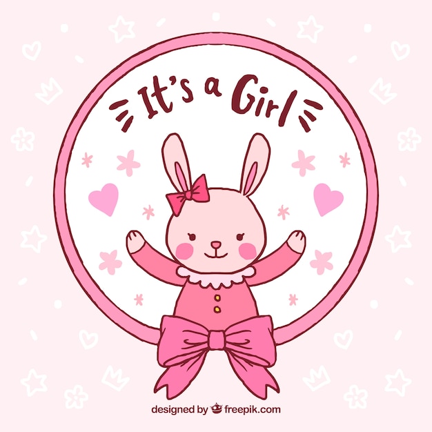 Cute baby girl background in hand drawn style