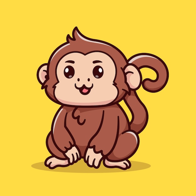 Free Vector cute baby monkey sitting cartoon vector icon illustration animal nature icon isolated flat vector