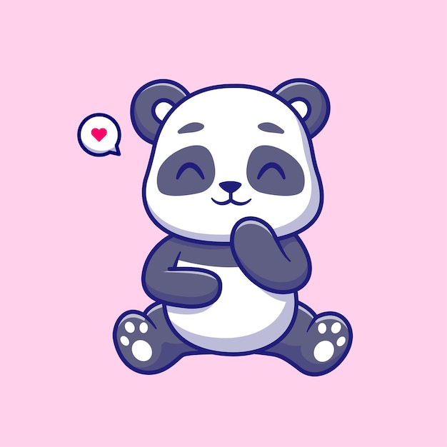 Free vector cute baby panda smiling cartoon vector icon illustration animal nature icon concept isolated flat