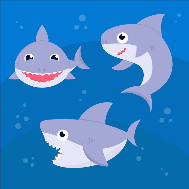 Cute baby shark in flat design