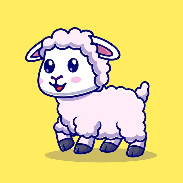 Cute Baby Sheep Walking Cartoon Vector Icon Illustration. Animal Nature Icon Concept Isolated Premium Vector. Flat Cartoon Style