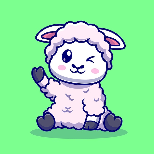 Free Vector cute baby sheep waving hand cartoon vector icon illustration. animal nature icon concept isolated premium vector. flat cartoon style