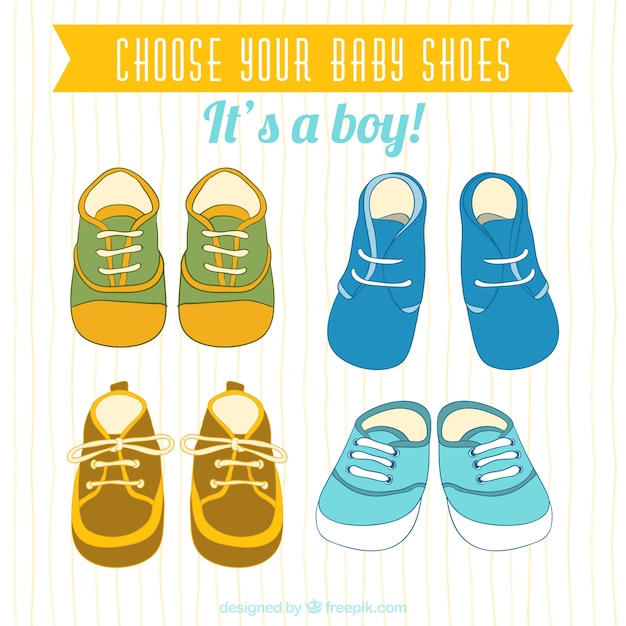 Free Vector cute baby shoes collection