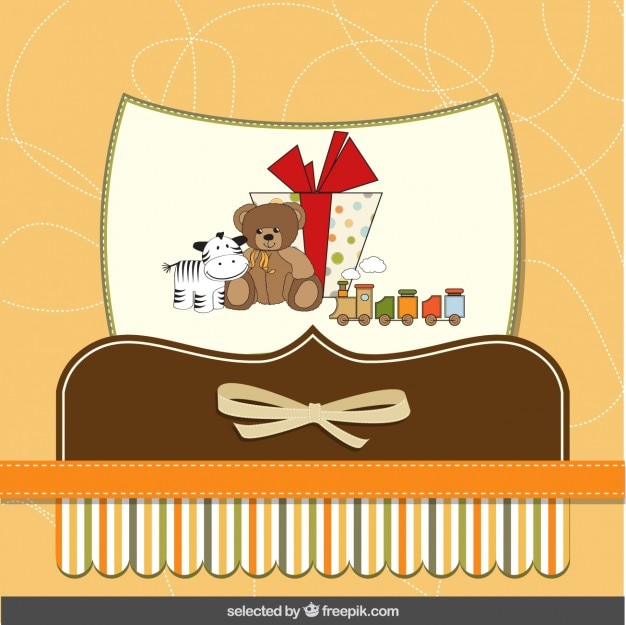 Free Vector cute baby shower card with toys