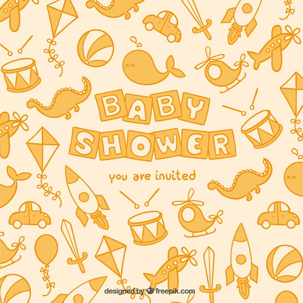 Cute baby shower card with toys