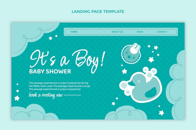 Free Vector cute baby shower design landing page template