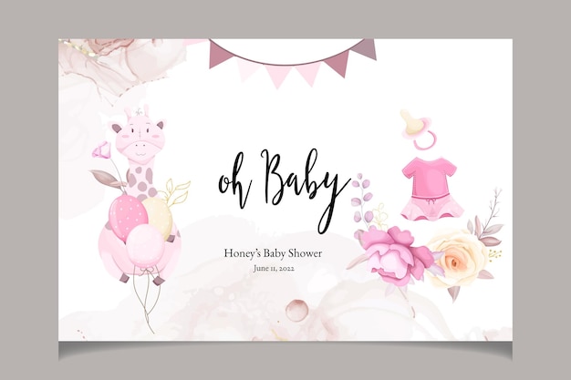 Cute baby shower design template with sweet floral