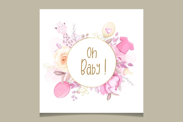 Cute baby shower design template with sweet floral