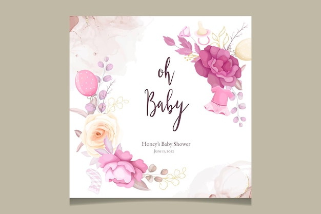 cute baby shower invitation card with beautiful floral