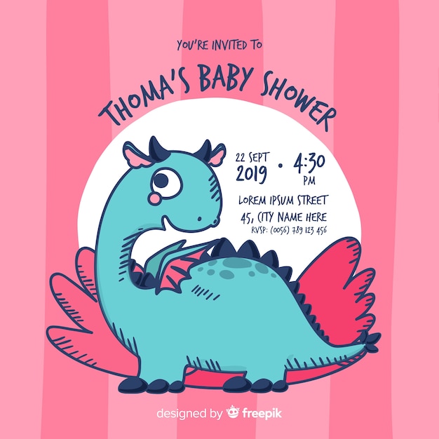 Free Vector cute baby shower template for girl