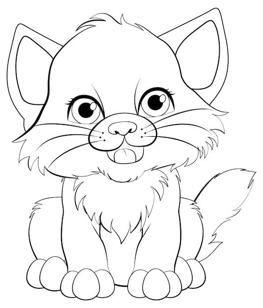 Free Vector cute baby tiger cartoon character outline for colouring