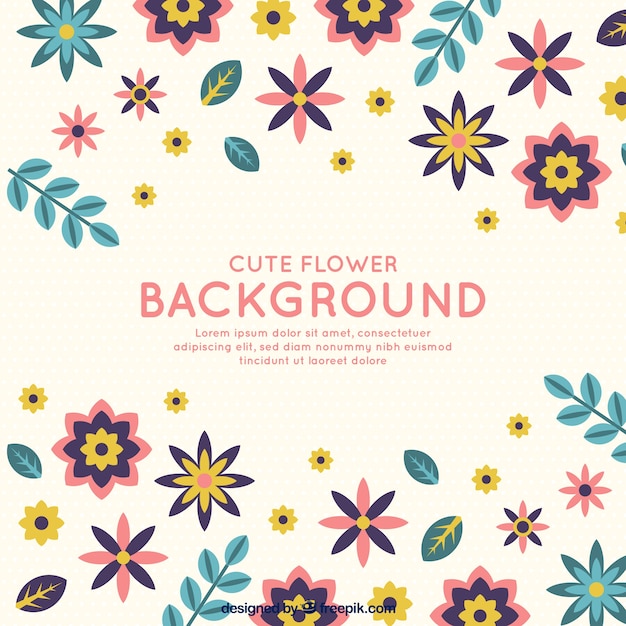 Free Vector cute background of flat flowers