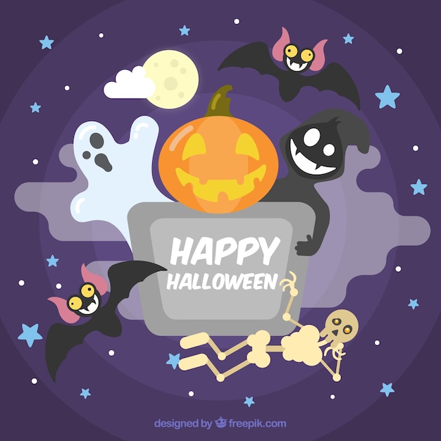 Cute background of happy halloween