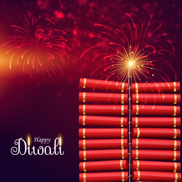 Free Vector cute background with fireworks for diwali