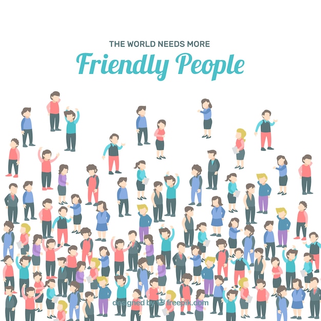 Free vector cute background with friendly people