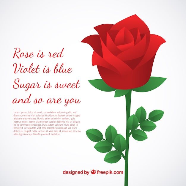 Free Vector cute background with red rose and message