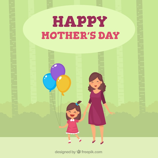 Free vector cute background of woman having a great time with her daughter