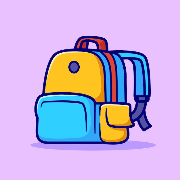 Free Vector cute bag backpack school cartoon vector icon illustration education object icon isolated flat