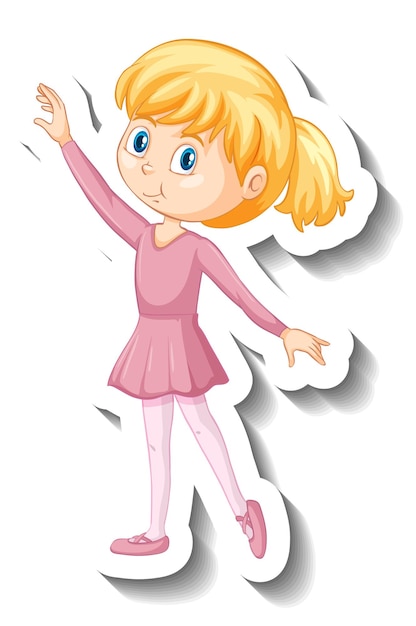 Cute ballet girl cartoon character sticker