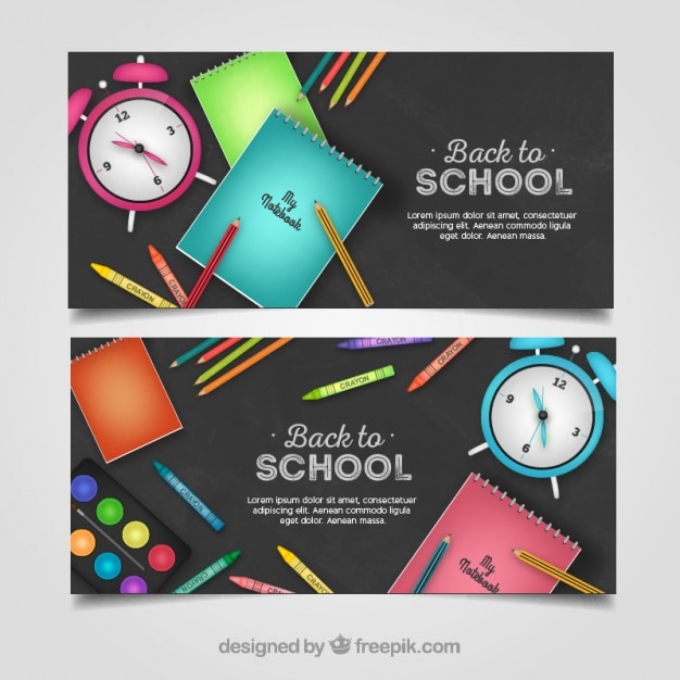 Free vector cute banners for school