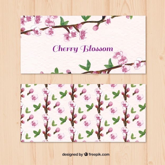 Free Vector cute banners of watercolor flowers