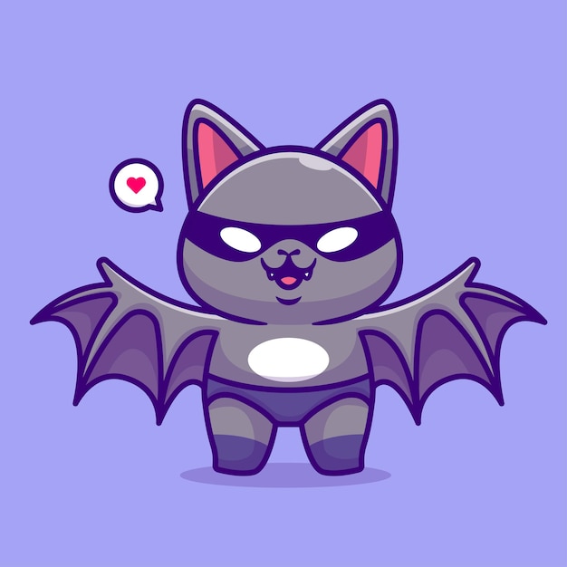 Free Vector cute bat super hero cartoon vector icon illustration animal holiday icon concept isolated flat