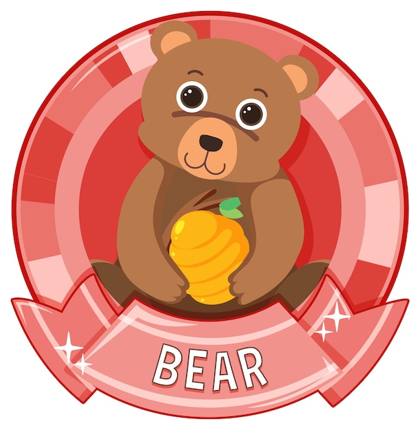 Cute bear cartoon badge