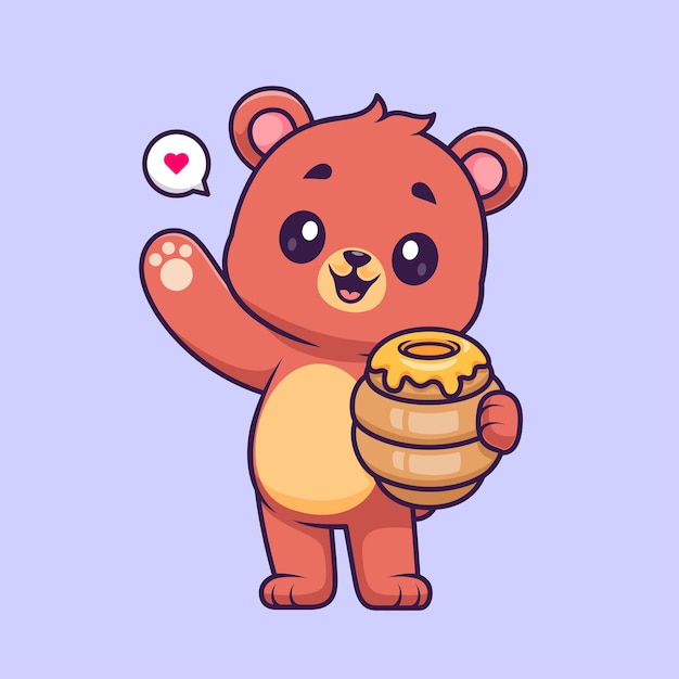 Free Vector cute bear holding honeycomb cartoon vector icon illustration. animal nature icon concept isolated