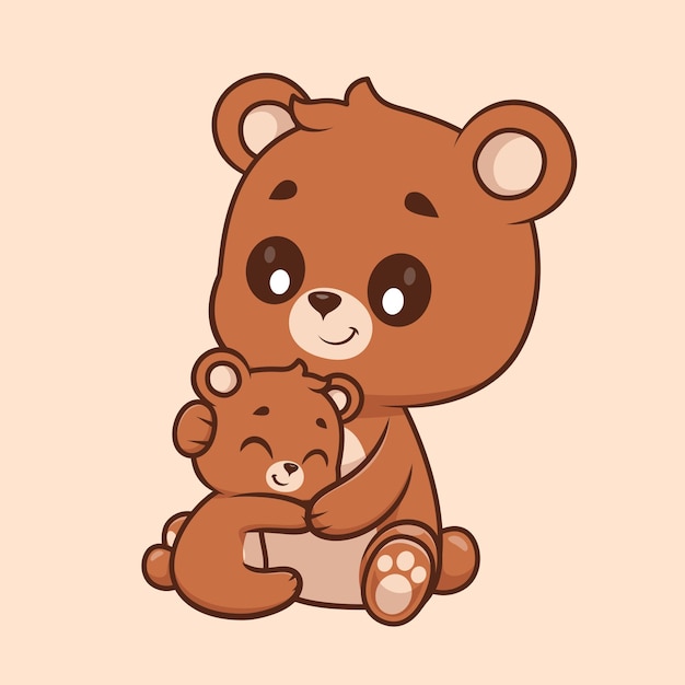 Free vector cute bear hug baby bear cartoon vector icon illustration animal nature icon isolated flat vector