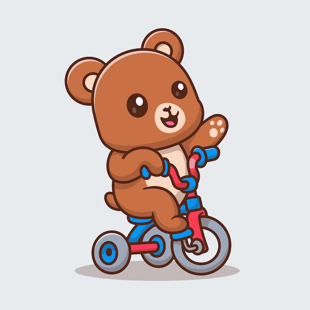 Free Vector cute bear riding bicycle cartoon vector icon illustration animal sport icon concept isolated flat