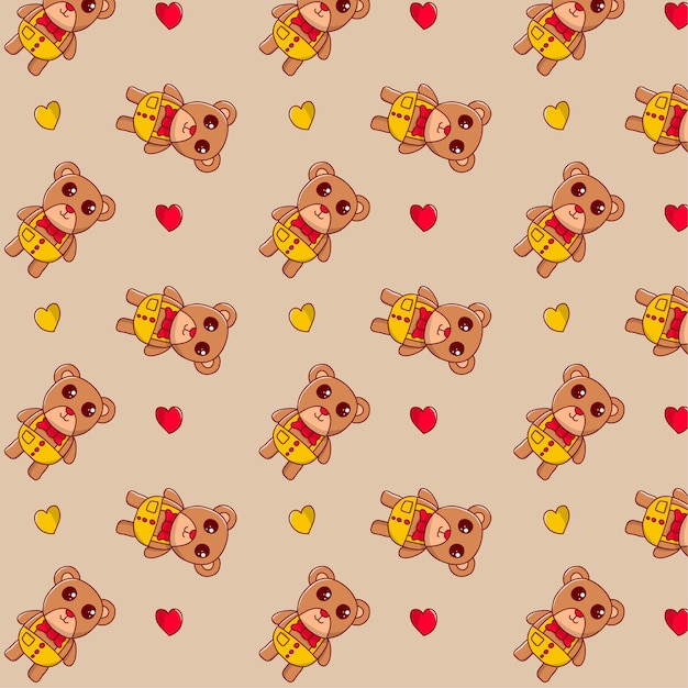 Free vector cute bear seamless pattern